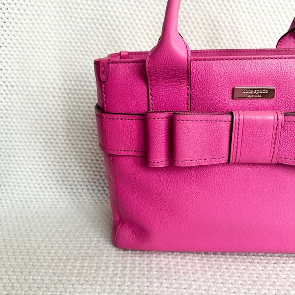 Kate  Spade Villabella Quinn Pink Top Handle Bow Triple Compartment Satchel - Picture 2 of 9